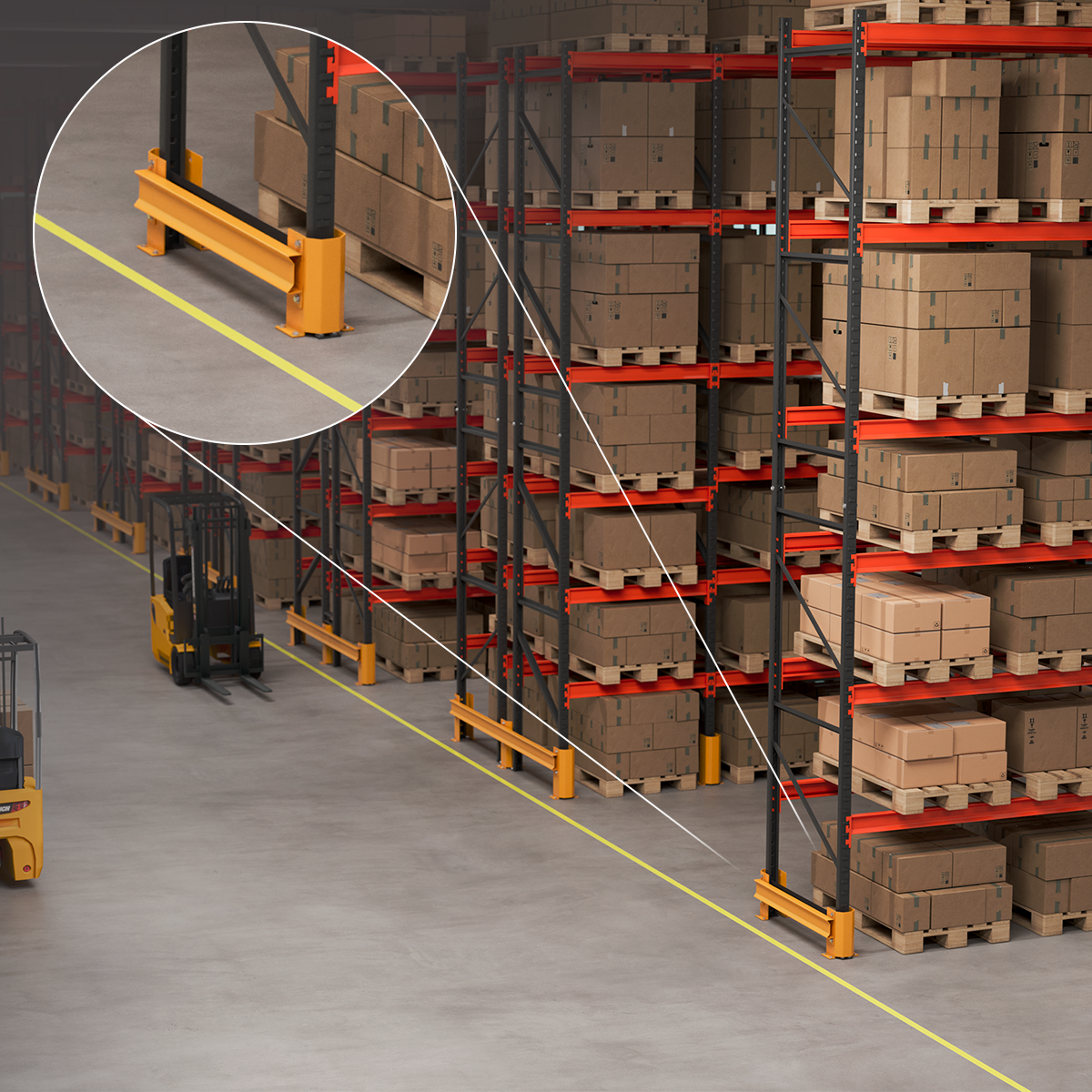 Conjunto Guard Rail de Coluna Simples 400 X 1.000mm - Amarelo