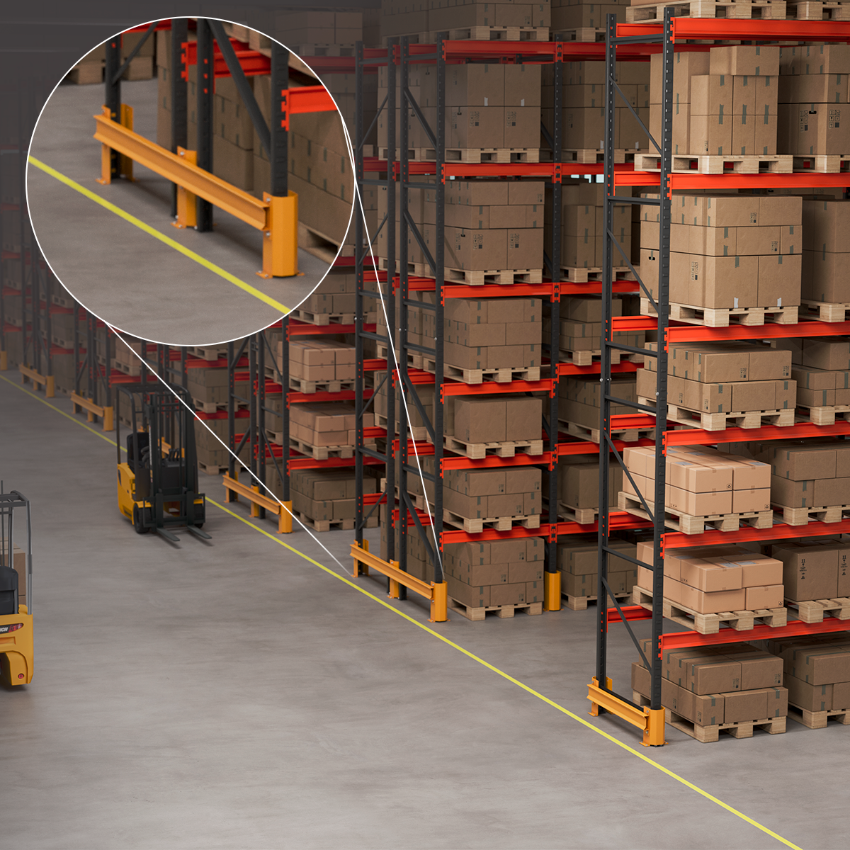 Conjunto Guard Rail de Coluna Duplo 400 X 2.300mm - Amarelo